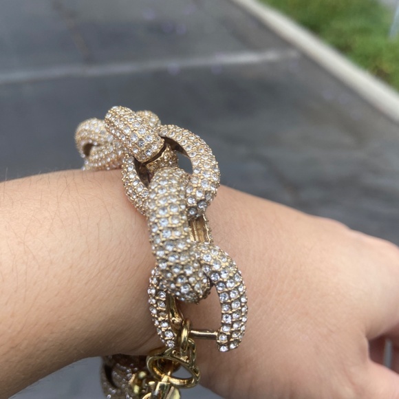 RARE J. CREW PAVE LINK BRACELET SWAROVSKI CHUNKY PREPPY RHINESTONE - Picture 11 of 15